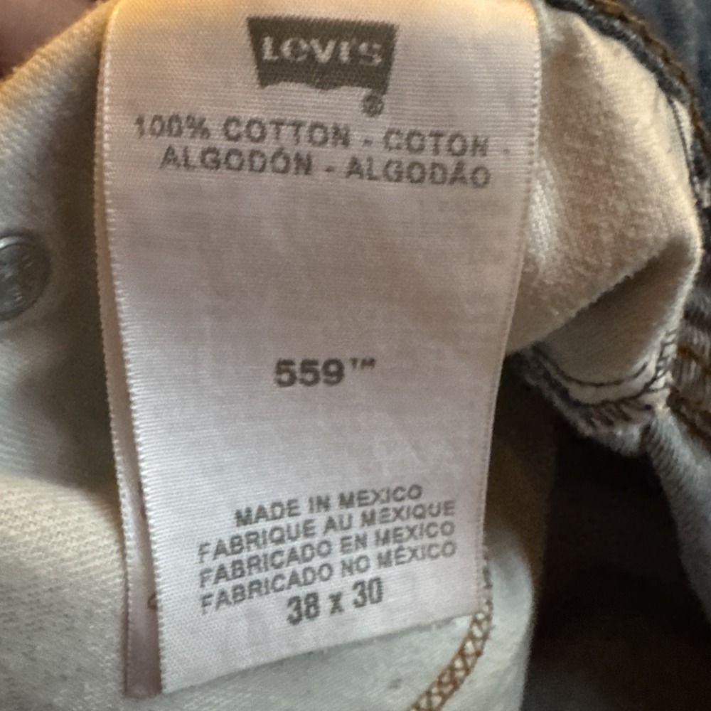 Levis 559 Mens 38x30 Relaxed Fit Straight Distressed Jeans Light Blue Wash VTG - Picture 11 of 14